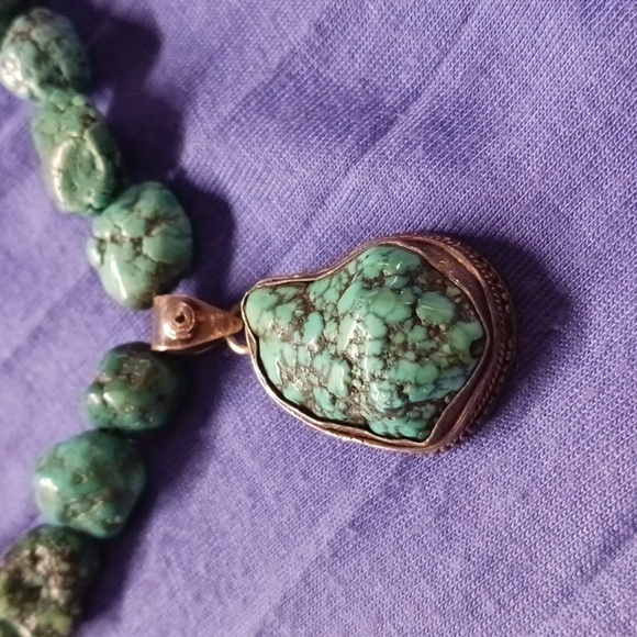 Sterling Turqoise Beasa W Pendant.